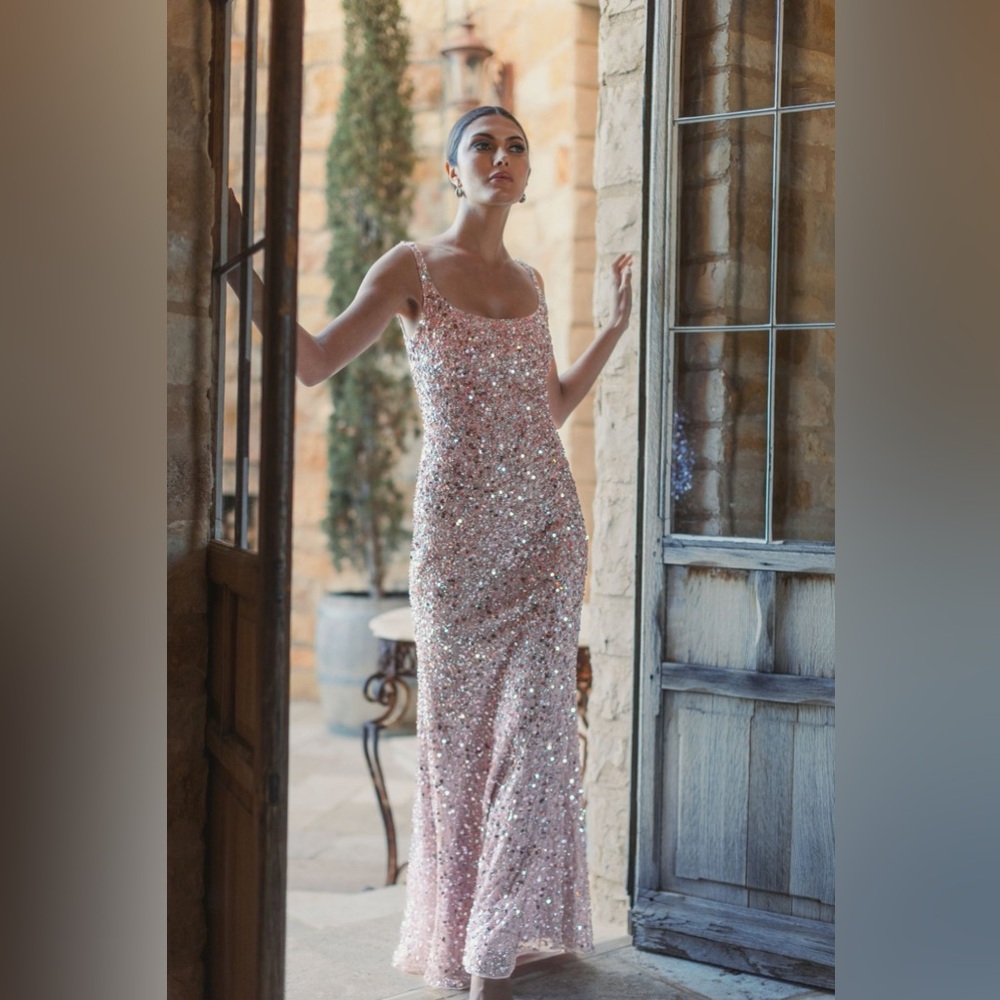 MAC DUGGAL
Pink Sequined Low Back Slip Gown - Picture 17 of 17